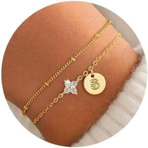 Gold Initial Bracelets for Women S
